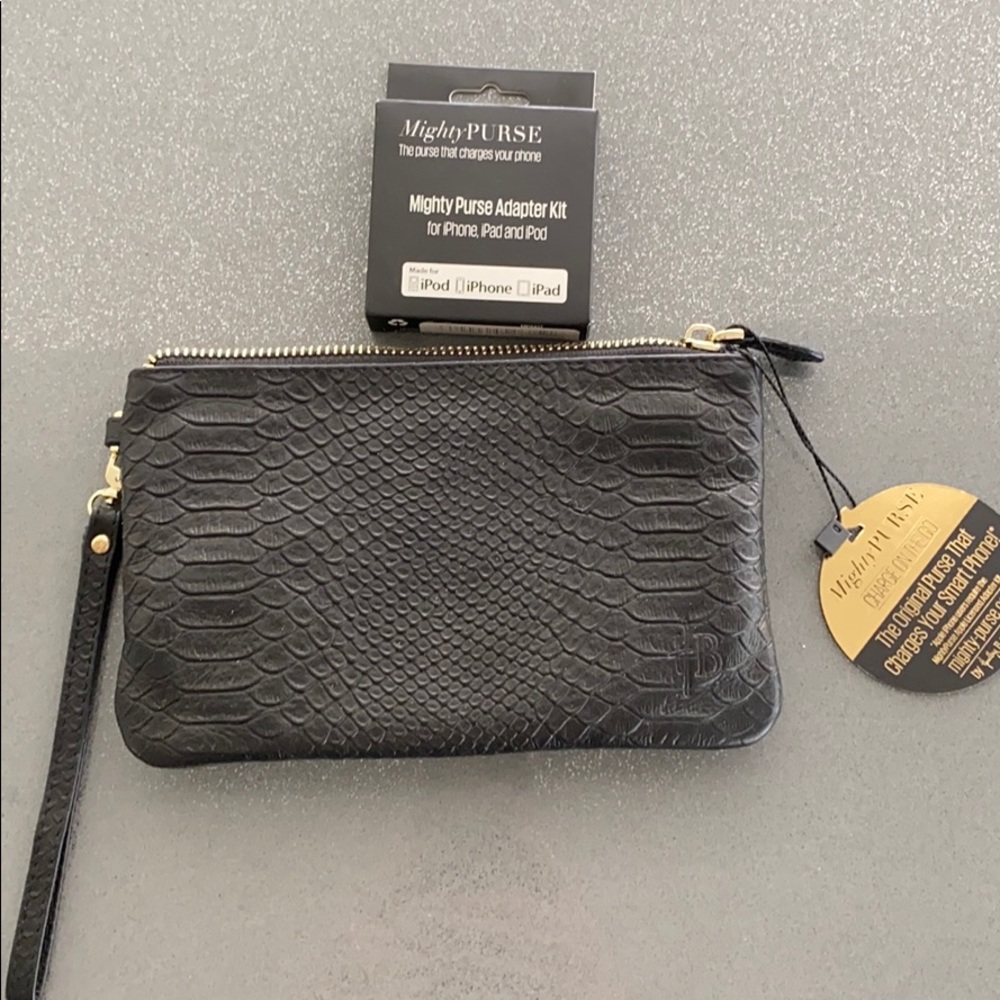 Black Mighty Purse. purse that charges your phone!